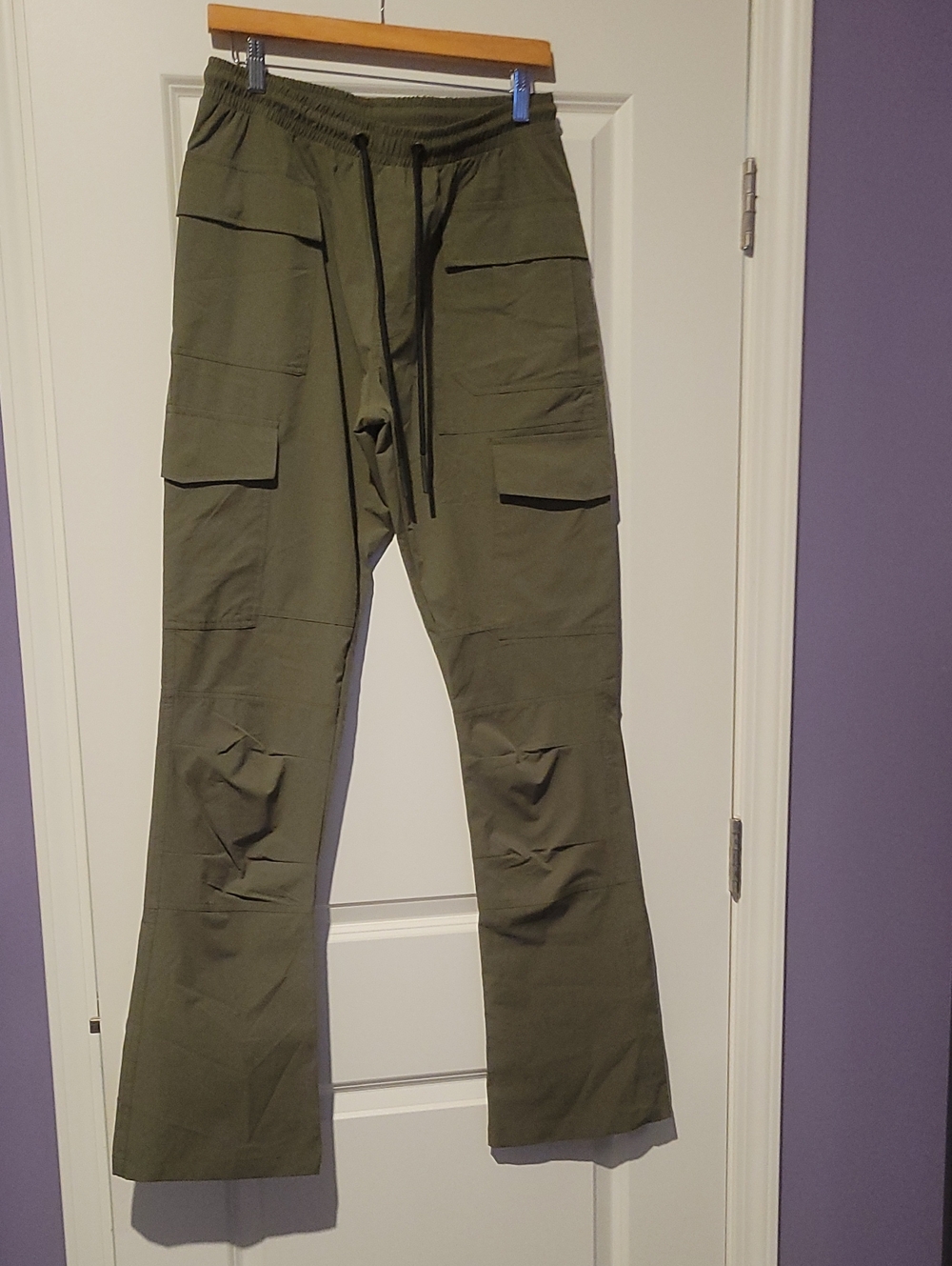 Fashion Nova Men's Olive Cargo Pants with Drawstring